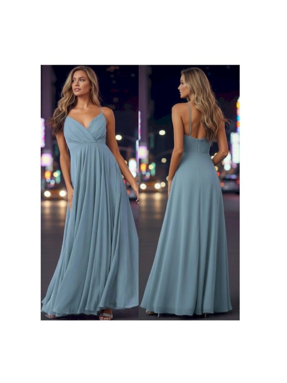 Lulus All About Love Slate Blue Maxi Dress Size Small NWOT